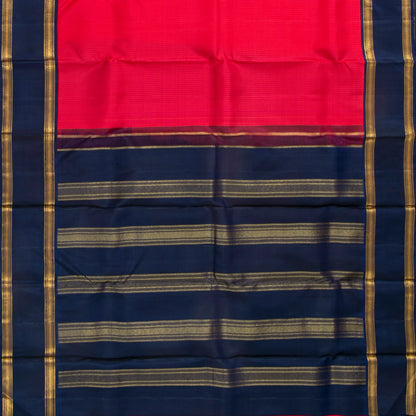 Pink And Navy Blue Kanchipuram Silk Saree For Festive Wear PV NYC 1905 - Silk Sari - Panjavarnam PV NYC 1905