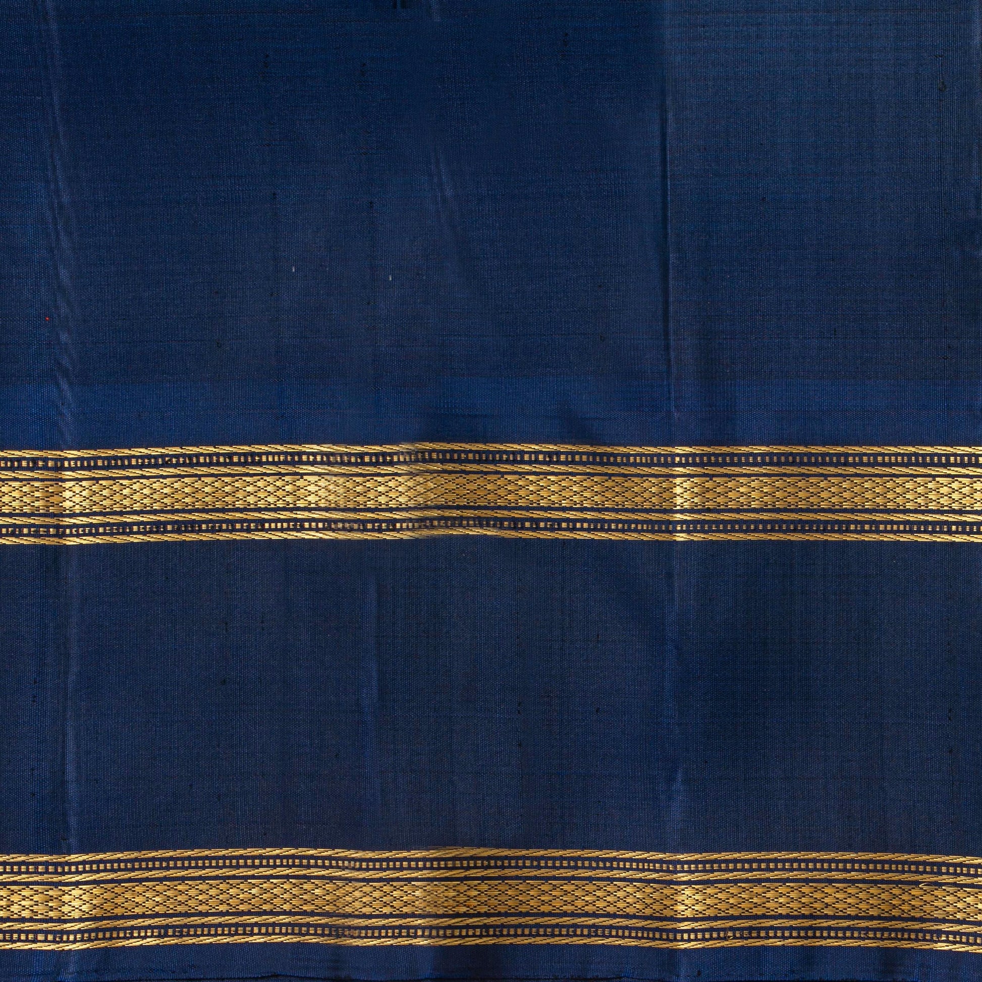 Pink And Navy Blue Kanchipuram Silk Saree For Festive Wear PV NYC 1905 - Silk Sari - Panjavarnam PV NYC 1905