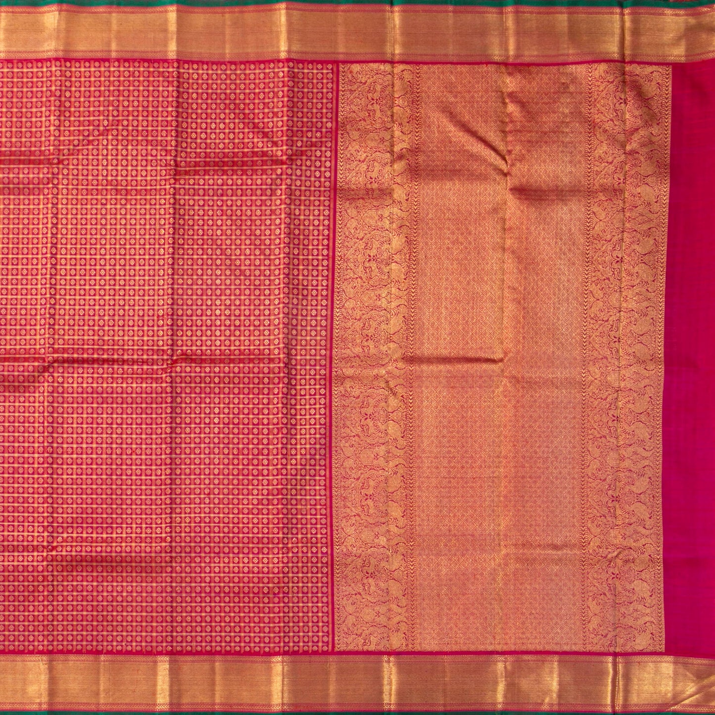 Dark Pink Kanchipuram Silk Saree In Aiyiram Butta Design For Bridal Wear PV NYC 1893