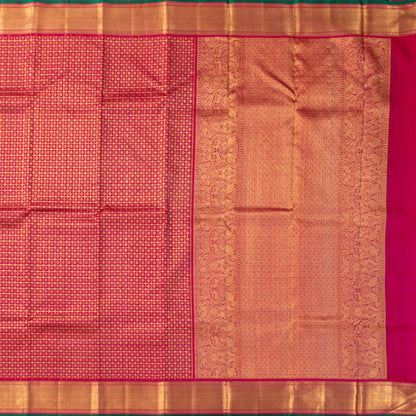 Dark Pink Kanchipuram Silk Saree In Aiyiram Butta Design For Bridal Wear PV NYC 1893