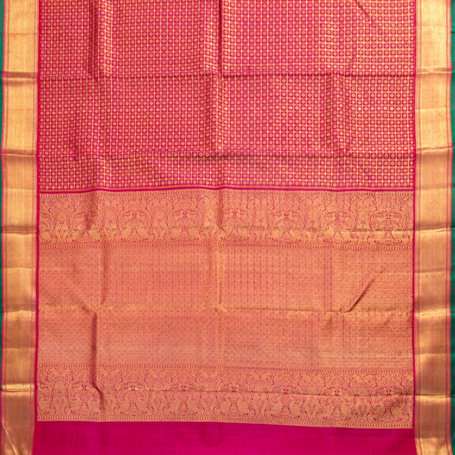 Dark Pink Kanchipuram Silk Saree In Aiyiram Butta Design For Bridal Wear PV NYC 1893