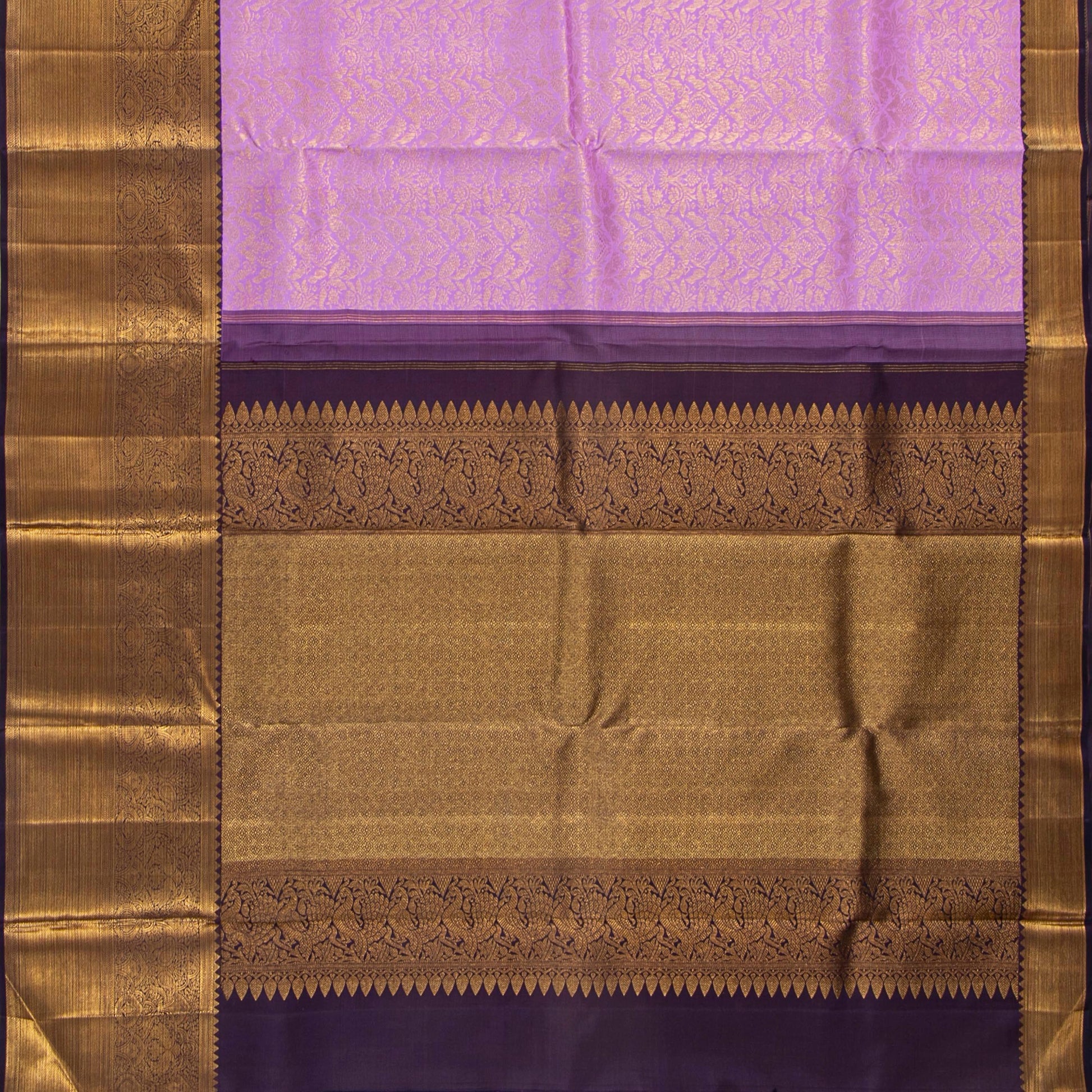 Lavender And Purple Kanchipuram Silk Saree For Bridal Wear PV NYC 1763 - Silk Sari - Panjavarnam PV NYC 1763