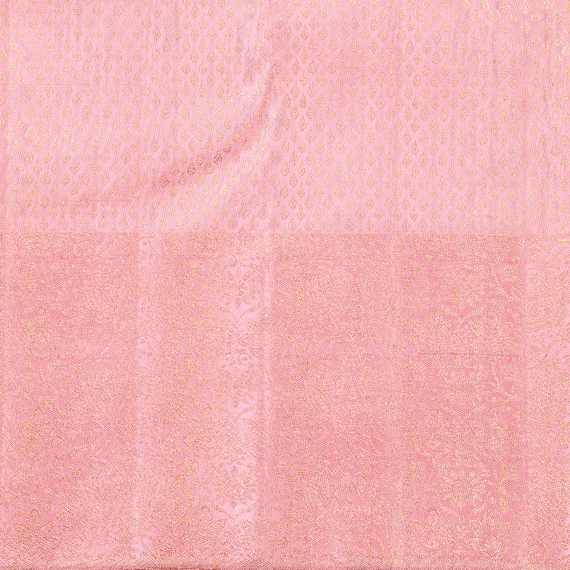 Orange And Pastel Pink Kanchipuram Silk Saree For Bridal Wear PV NYC 1764 - Silk Sari - Panjavarnam PV NYC 1764