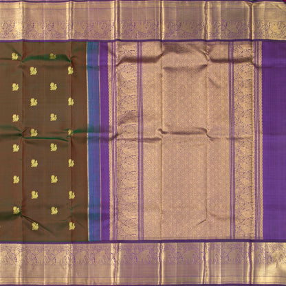 Manthulir Green And Purple Kanchipuram Silk Saree With Annapakshi Motifs For Wwdding Wear PV NYC 1845