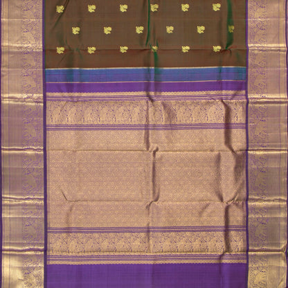 Manthulir Green And Purple Kanchipuram Silk Saree With Annapakshi Motifs For Wwdding Wear PV NYC 1845