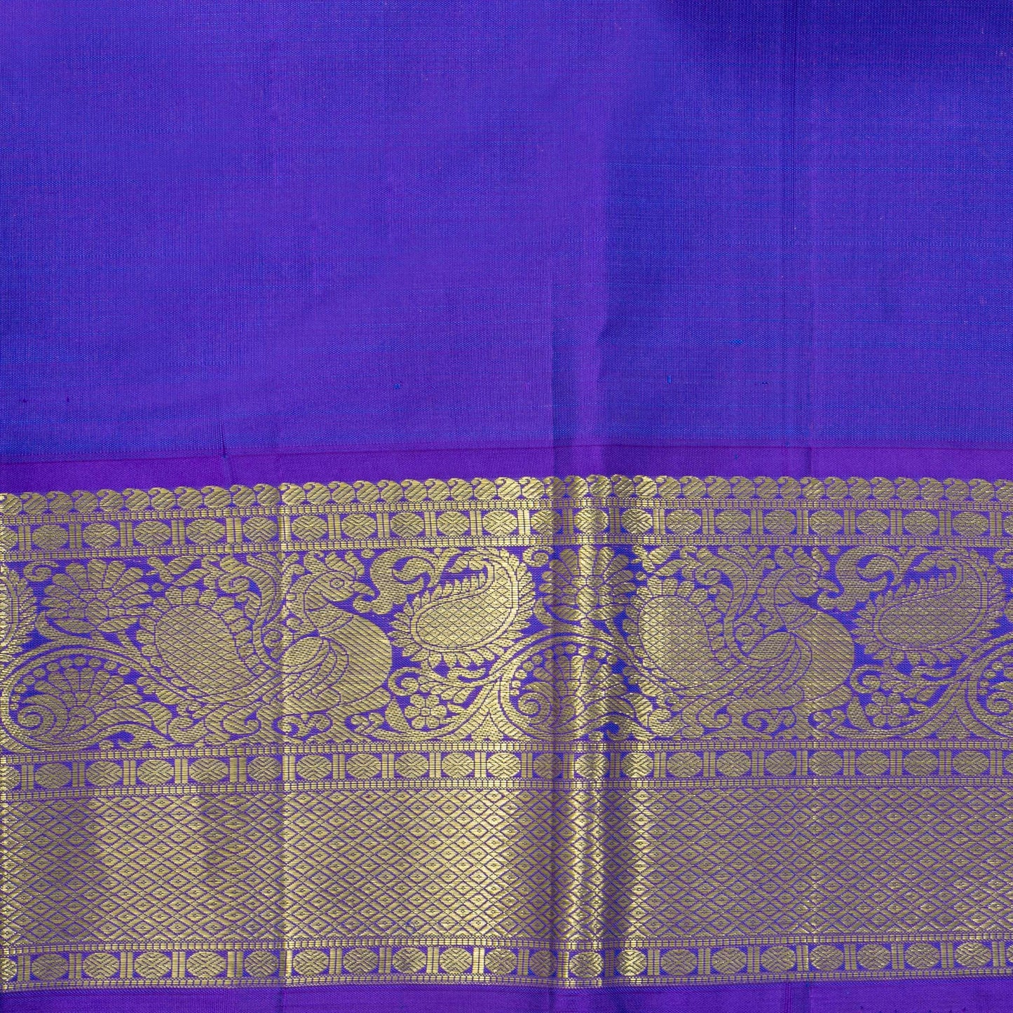 Cream And Violet Kanchipuram Silk Saree For Festive Wear PV NYC 1748