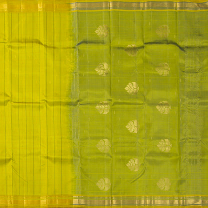 Light Green And Olive Kanchipuram Silk Saree For Festive Wear PV NYC 1861