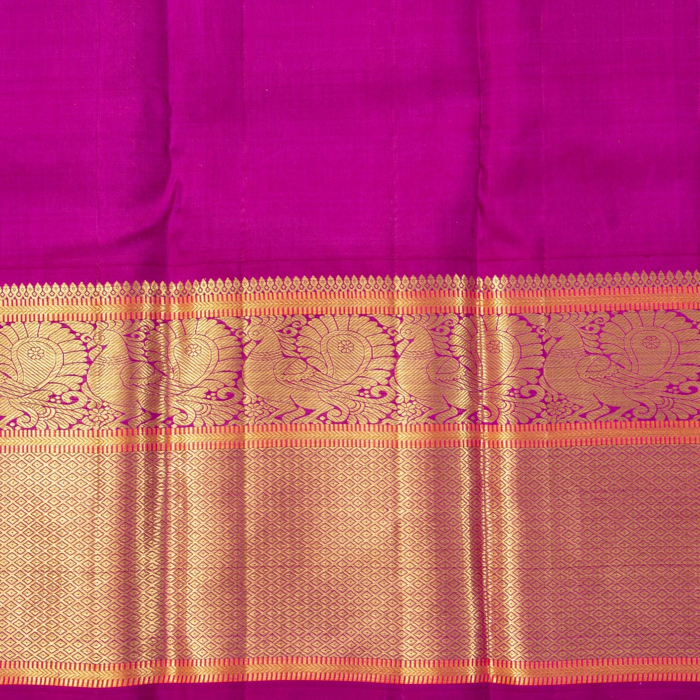 Yellow And Purple Kanchipuram Silk Saree With Long Border For Wedding Wear PV NYC 1799 - Silk Sari - Panjavarnam PV NYC 1799