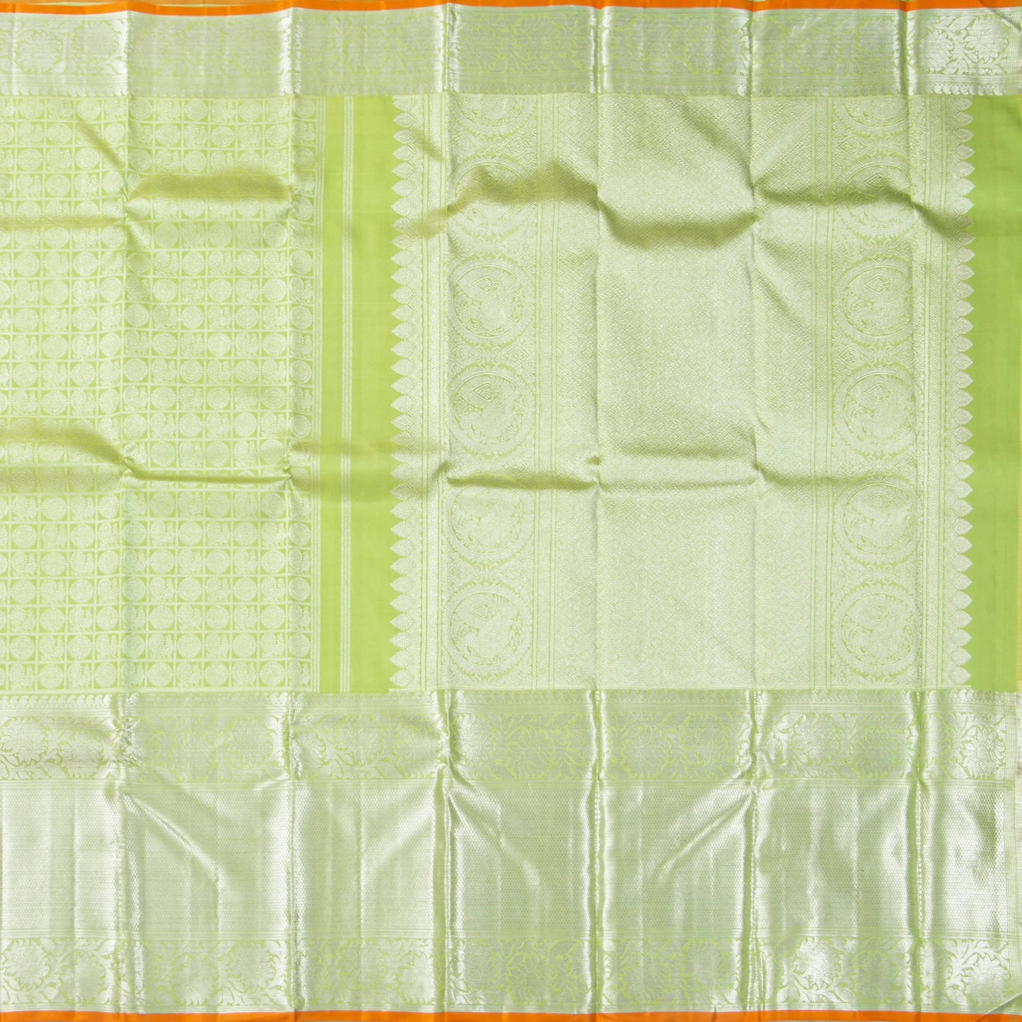 Pastel Green Kanchipuram Silk Saree For Festive Wear PV NYC 1902 - Silk Sari - Panjavarnam PV NYC 1902