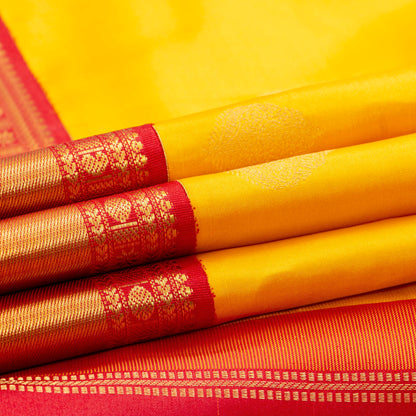 Yellow And Gold Kanchipuram Silk Saree For Festive Wear PV NYC 1931