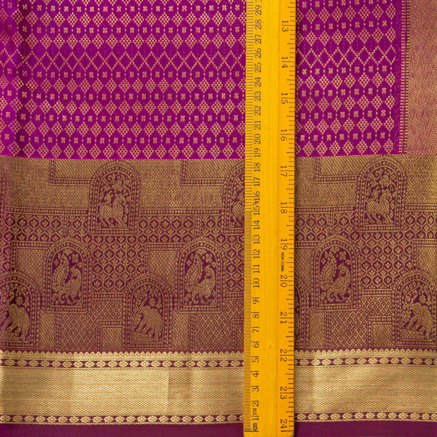 Purple And Magenta Kanchipuram Silk Saree For Bridal Wear PV NYC 1881