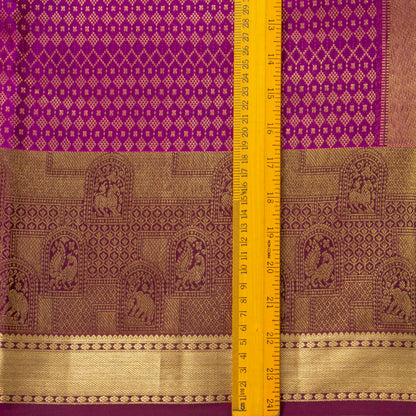 Purple And Magenta Kanchipuram Silk Saree For Bridal Wear PV NYC 1881