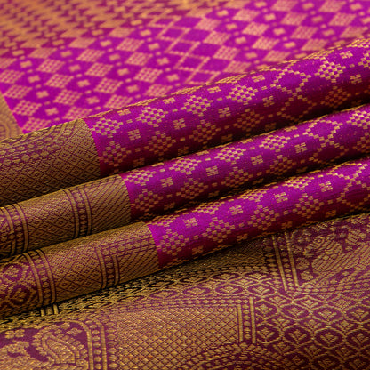 Purple And Magenta Kanchipuram Silk Saree For Bridal Wear PV NYC 1881