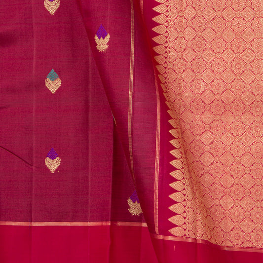 Maroon And Pink Kanchipuram Silk Saree For Festive Wear PV NYC 1887