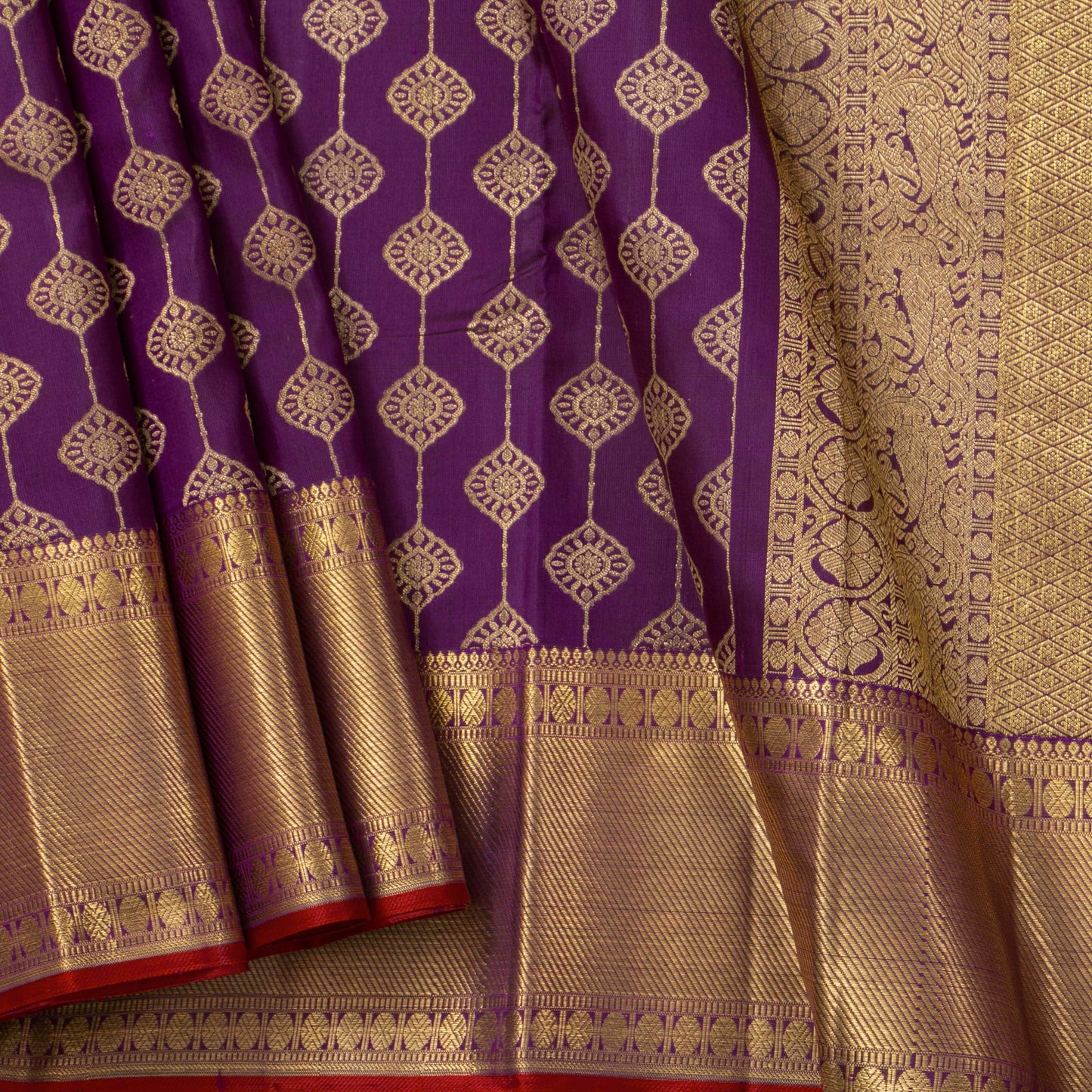 Purple And Gold Kanchipuram Silk Saree For Wedding Wear PV NYC 1894