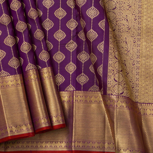Purple And Gold Kanchipuram Silk Saree For Wedding Wear PV NYC 1894