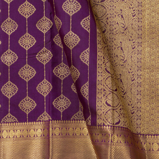 Purple And Gold Kanchipuram Silk Saree For Wedding Wear PV NYC 1894