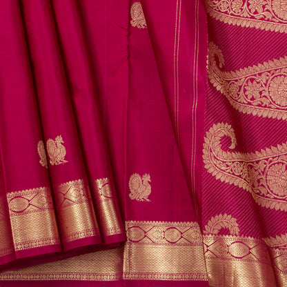 Pink Kanchipuram Silk Saree  With Banarasi Style Pallu For Wedding Wear PV NYC 1884