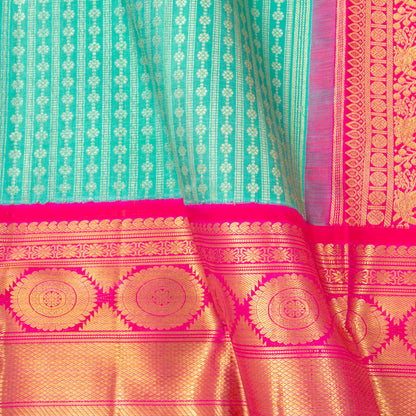 Teal And Pink Kanchipuram Silk Saree For Bridal Wear PV NYC 1895