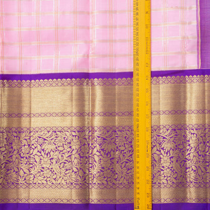 Lotus Pink And Violet Kanchipuram Silk Saree With Zari Checks For Bridal Wear PV NYC 1906