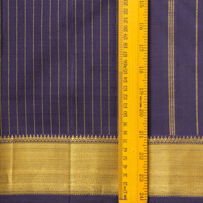 Navy Blue Kanchipuram SIlk Saree With Zari Stripes For Festive Wear PV NYC 1928