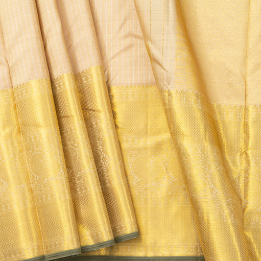 Off White Kanchipuram Silk Saree For Festive Wear PV NYC 1829