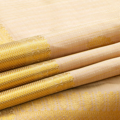 Off White Kanchipuram Silk Saree For Festive Wear PV NYC 1829