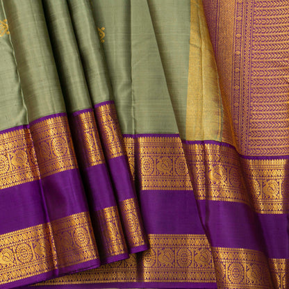 Elachi Green And Purple Kanchipuram Silk Saree For Festive Wear PV NYC 1935