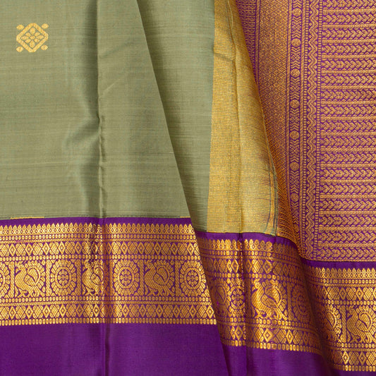Elachi Green And Purple Kanchipuram Silk Saree For Festive Wear PV NYC 1935