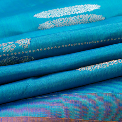 Cobalt Blue And Mauve Kanchipuram Silk Saree For Wedding Wear PV NYC 1911