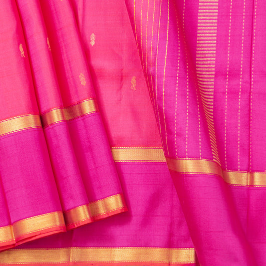 Lotus and Pink Kanchipuram Silk Saree For Festive Wear PV NYC 1868