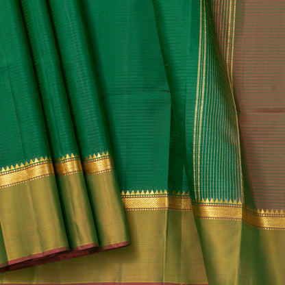Green And Brown Kanchipuram Silk Saree For Festive Wear PV NYC 1886