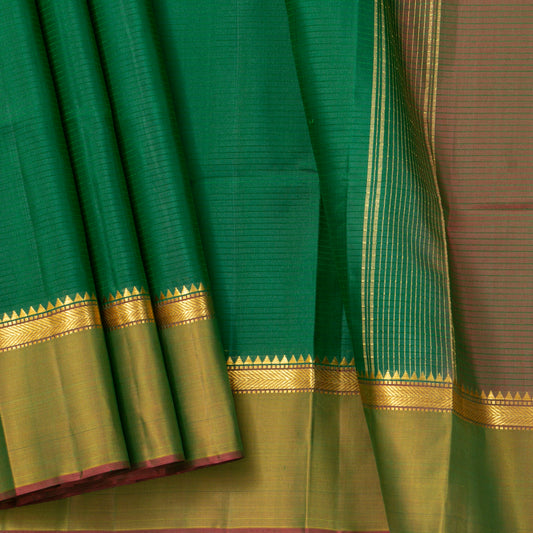 Green And Brown Kanchipuram Silk Saree For Festive Wear PV NYC 1886