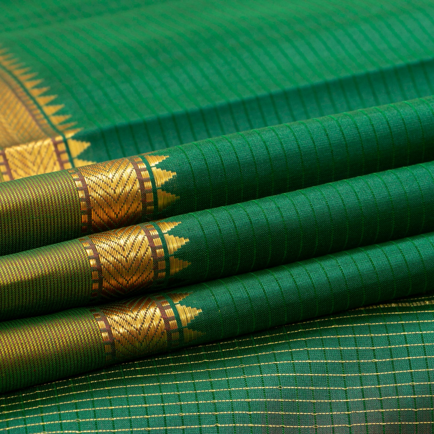 Green And Brown Kanchipuram Silk Saree For Festive Wear PV NYC 1886