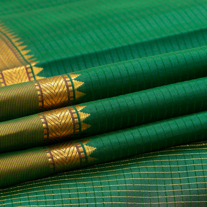 Green And Brown Kanchipuram Silk Saree For Festive Wear PV NYC 1886