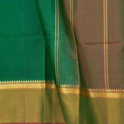 Green And Brown Kanchipuram Silk Saree For Festive Wear PV NYC 1886