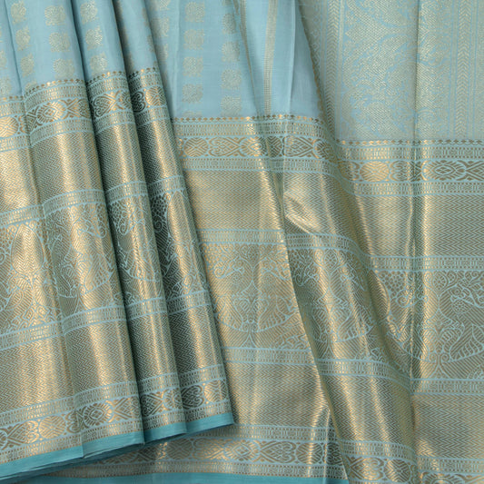 Pastel Blue Kanchipuram Silk Saree For Wedding Wear PV NYC 1896