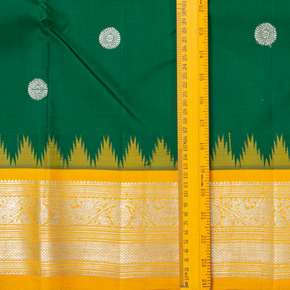 Green And Yellow Kanchipuram Silk Saree For Wedding Wear PV NYC 1909