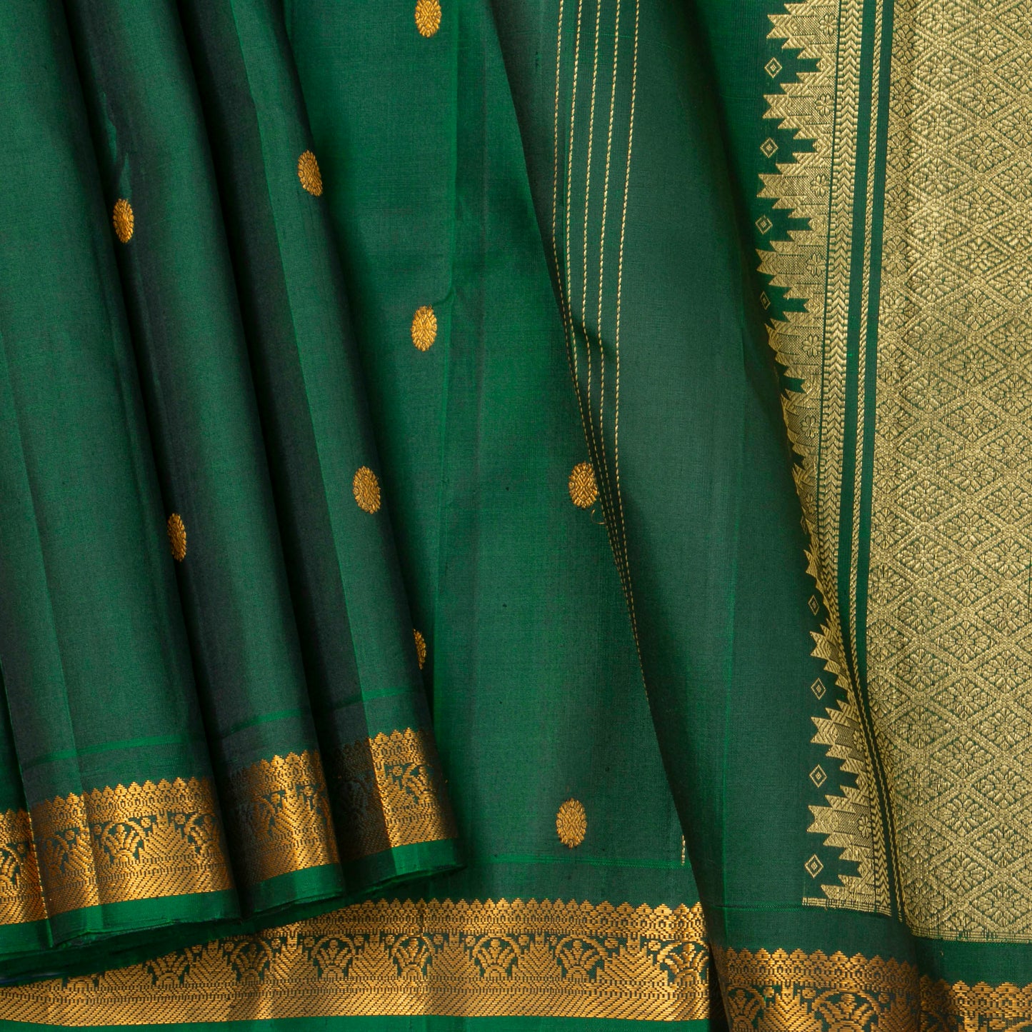 Green Kanchipuram Silk Saree For Festive Wear PV NYC 1867