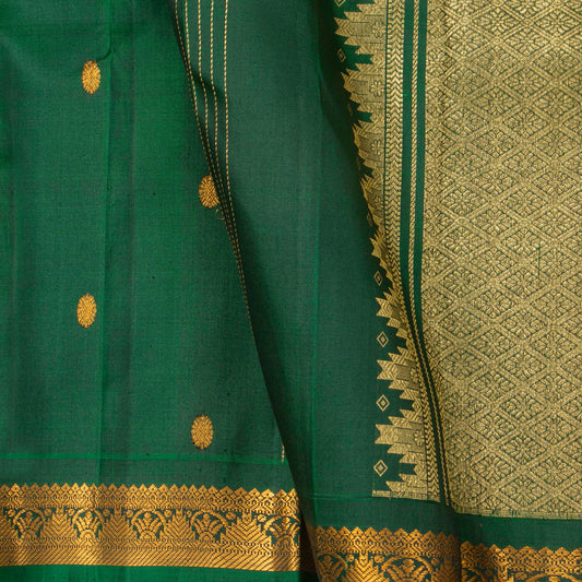 Green Kanchipuram Silk Saree For Festive Wear PV NYC 1867