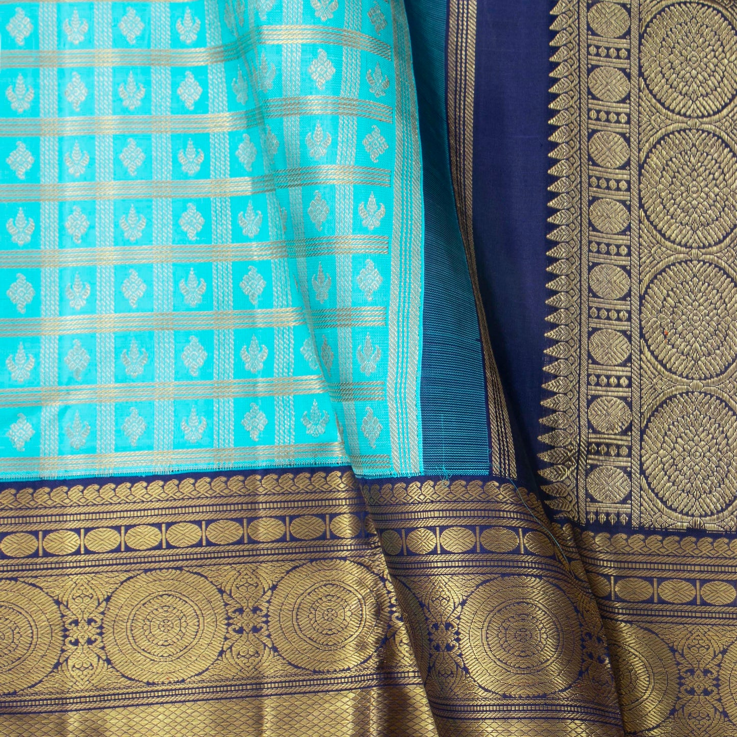 Blue Kanchipuram Silk Saree For Wedding Wear PV NYC 1899