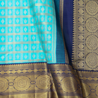 Blue Kanchipuram Silk Saree For Wedding Wear PV NYC 1899