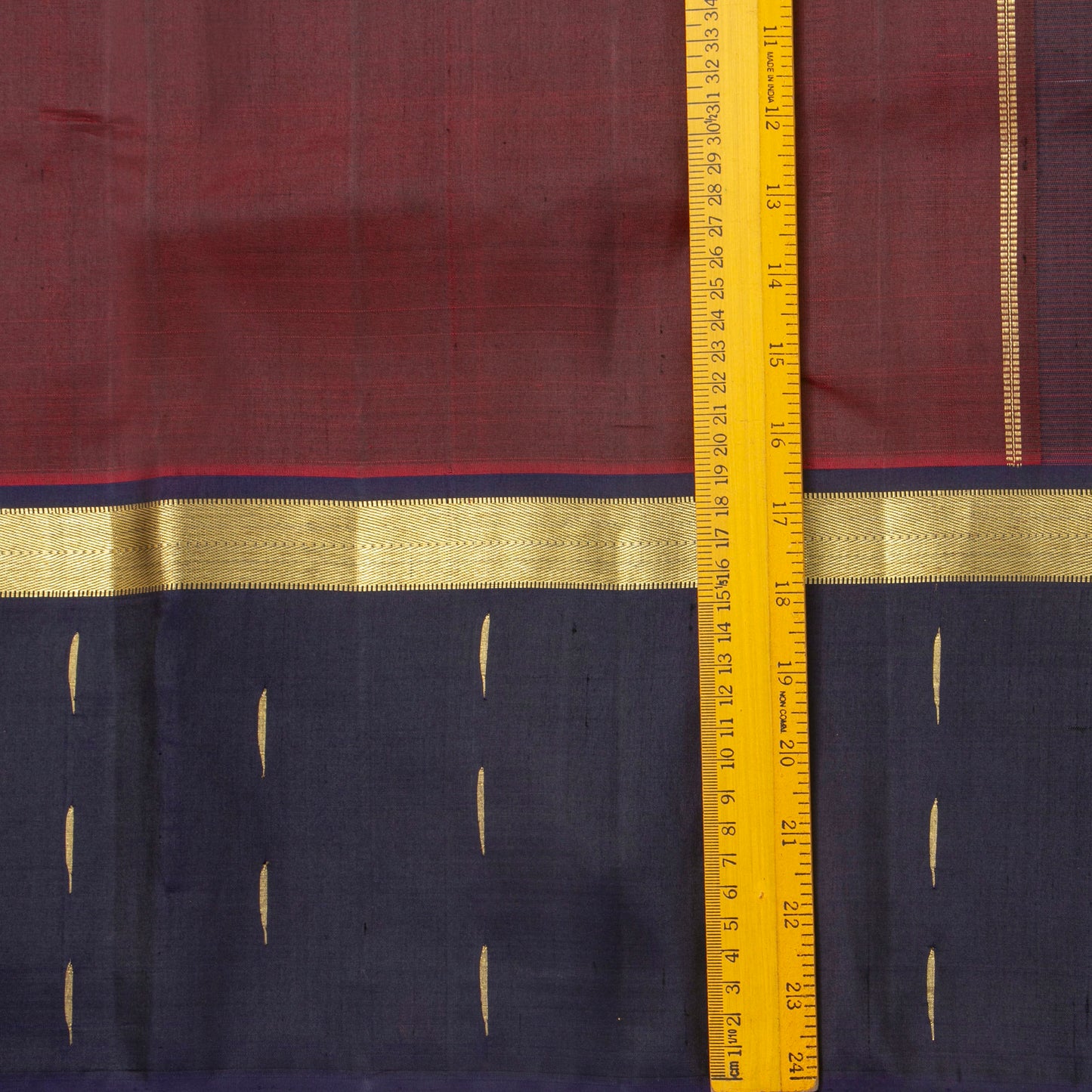 Maroon And Blue Kanchipuram Silk Saree For Festive Wear PV NYC 1866 - Silk Sari - Panjavarnam PV NYC 1866