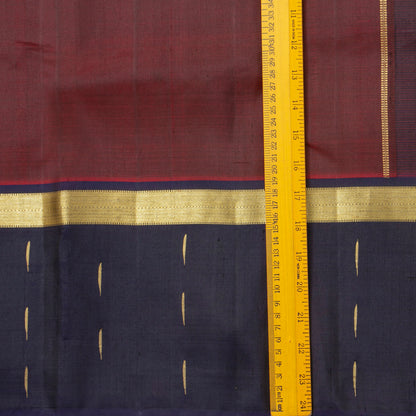 Maroon And Blue Kanchipuram Silk Saree For Festive Wear PV NYC 1866 - Silk Sari - Panjavarnam PV NYC 1866