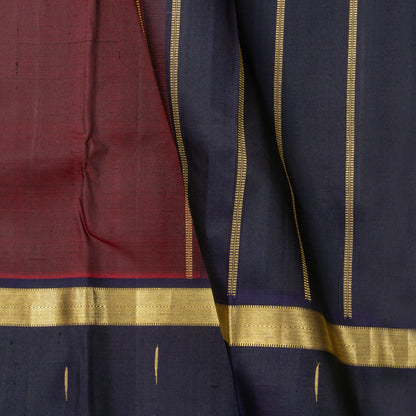 Maroon And Blue Kanchipuram Silk Saree For Festive Wear PV NYC 1866 - Silk Sari - Panjavarnam PV NYC 1866
