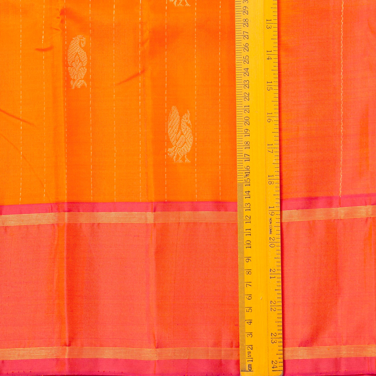 Orange And Pink Kanchipuram Silk Saree For Festive Wear PV NYC 1869 - Silk Sari - Panjavarnam PV NYC 1869