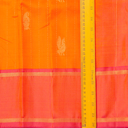 Orange And Pink Kanchipuram Silk Saree For Festive Wear PV NYC 1869 - Silk Sari - Panjavarnam PV NYC 1869