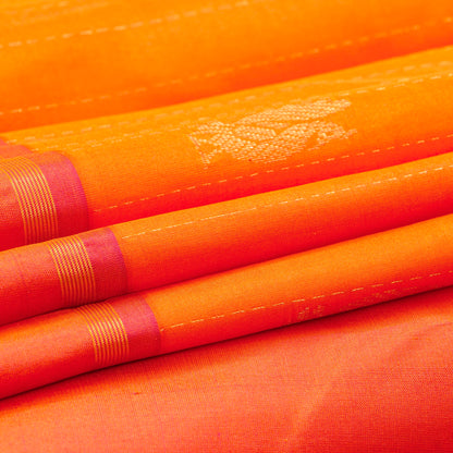 Orange And Pink Kanchipuram Silk Saree For Festive Wear PV NYC 1869 - Silk Sari - Panjavarnam PV NYC 1869