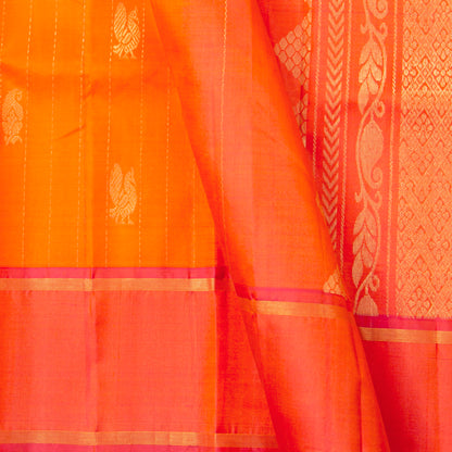 Orange And Pink Kanchipuram Silk Saree For Festive Wear PV NYC 1869 - Silk Sari - Panjavarnam PV NYC 1869
