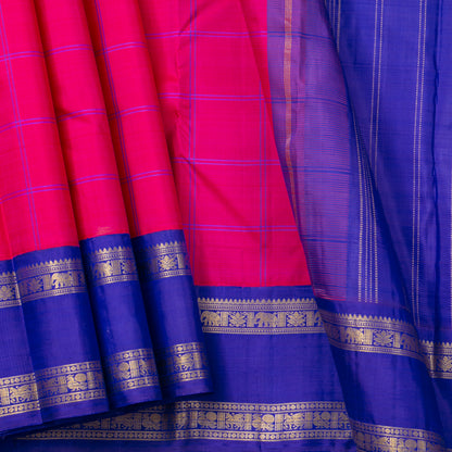 Pink And Blue Kanchipuram Silk Saree For Festive Wear PV NYC 1912